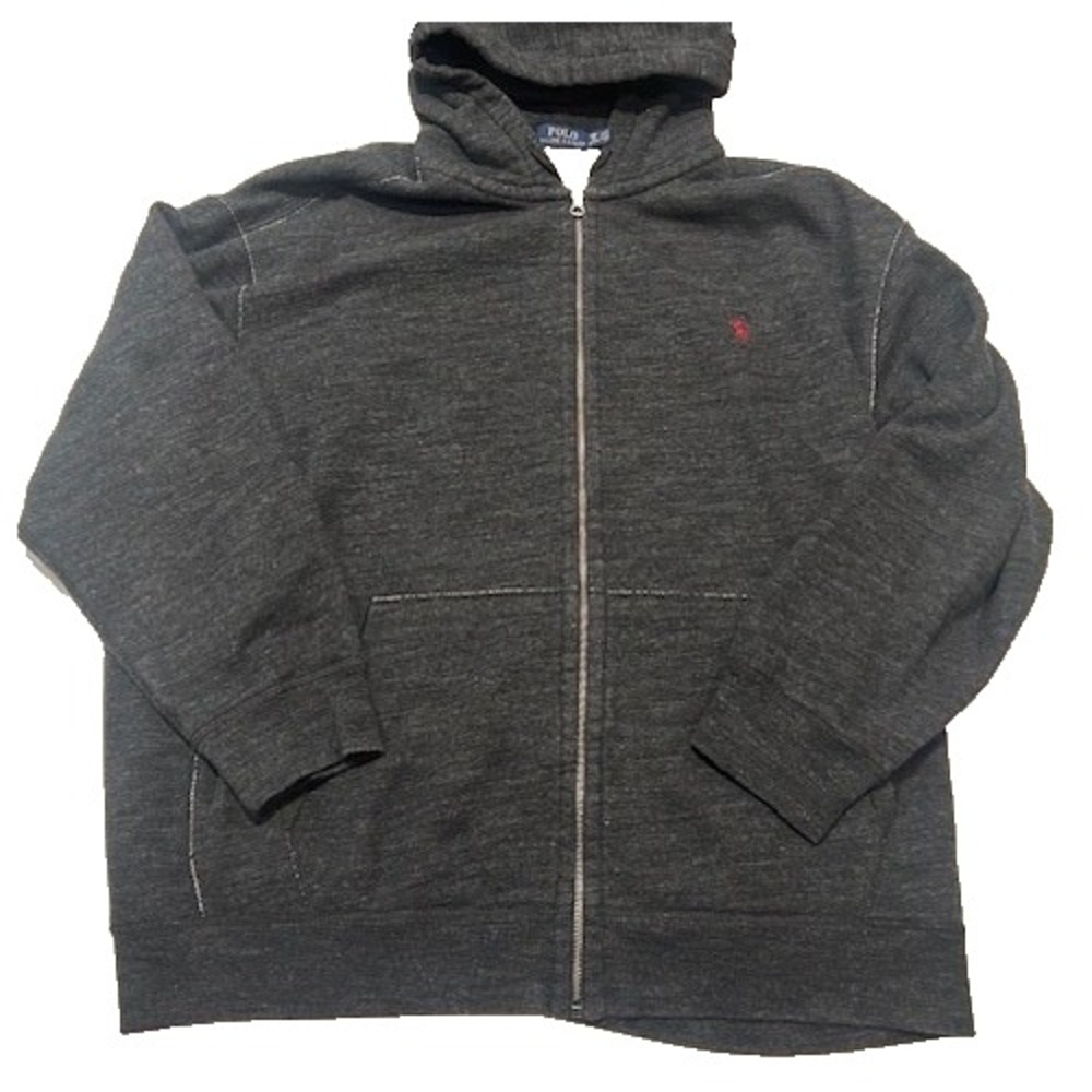 Polo Ralph Lauren Men's Full Zip Red Pony Hoodie Jacket Pockets Dark Gray - 3XL